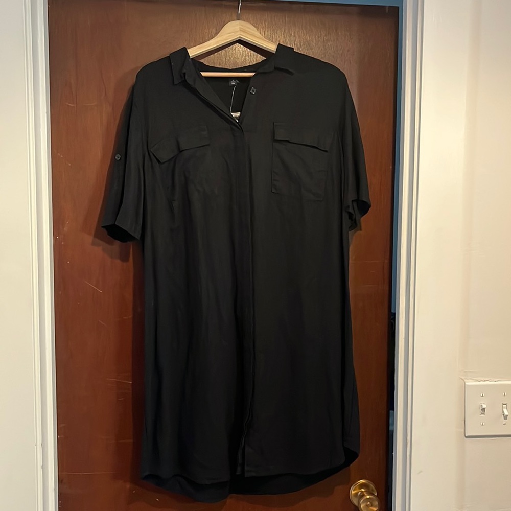 Black Linen Shift Dress